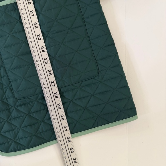 Lands End Jacket Womens Large Green Quilted Chore Field Barn Floral Reversible - Picture 6 of 8